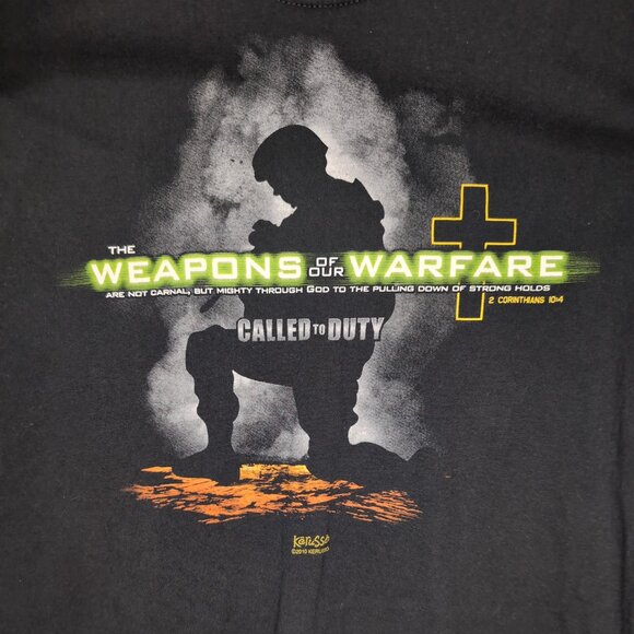Called To Duty The Weapons Of Our Warfare Vintage 2010 Religious T-Shirt - Picture 3 of 5